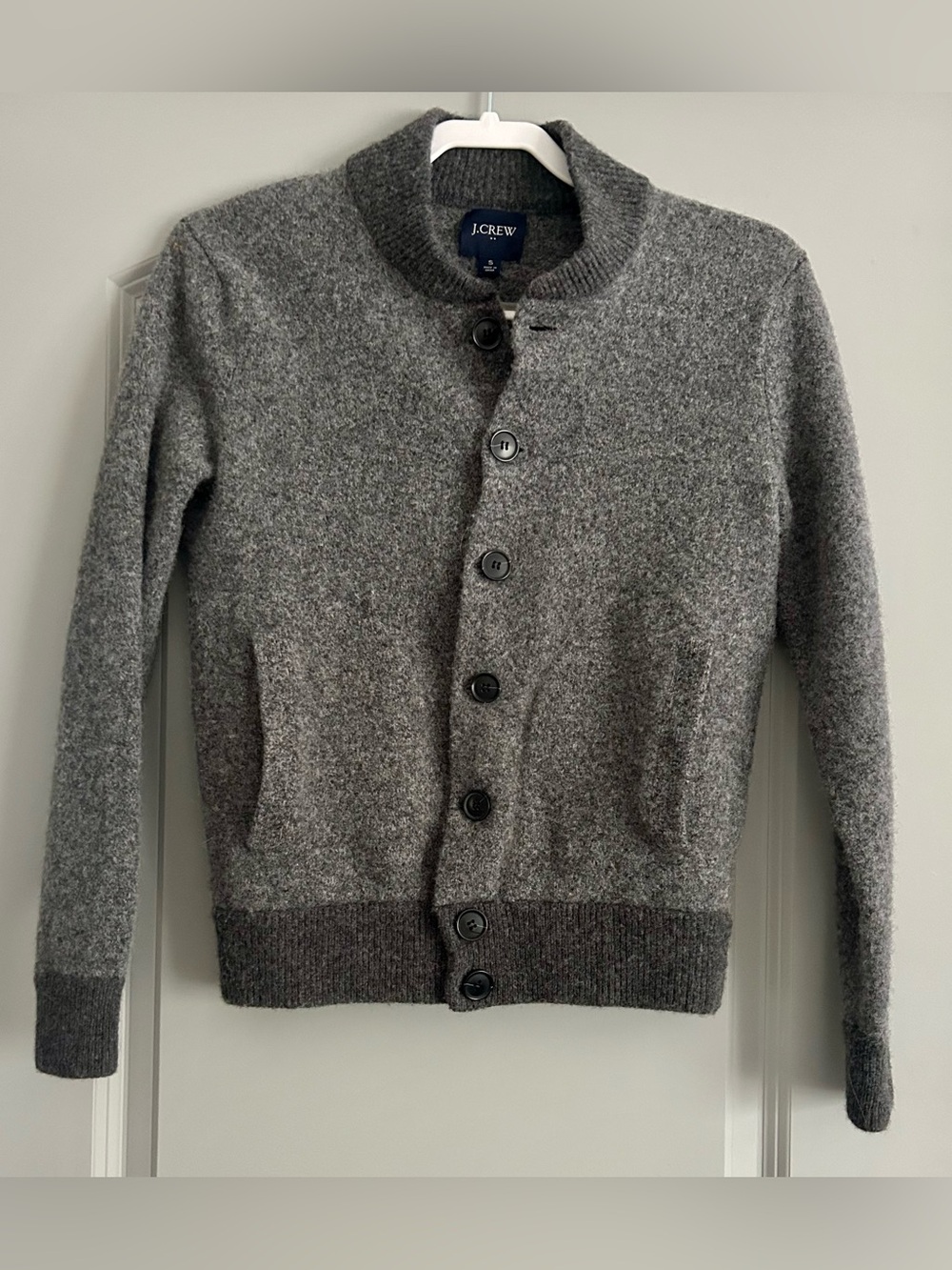 J.Crew 100% Lambswool Gray Button Front Cardigan Sweater Size Small - Picture 2 of 5